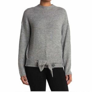 WAYF Mock Neck Tie Waist Sweater Gray Small NWT